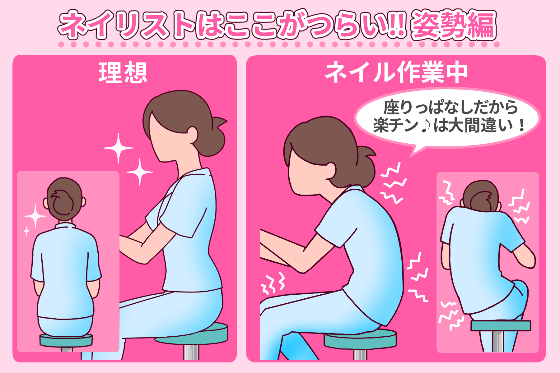 ネイリストはここがつらい！！姿勢編